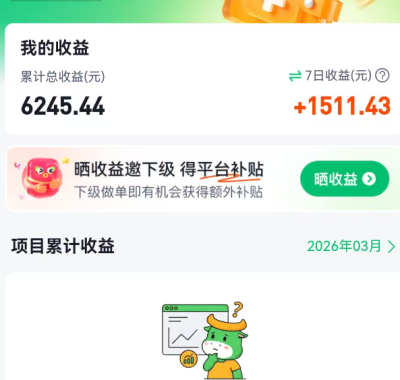 做了3个月的网盘拉新项目，总收益6245.44