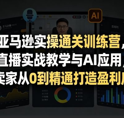 亚马逊实操通关训练营，直播实战教学与AI应用，助卖家从0到精通打造盈利店铺（更新3月）