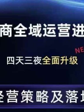 抖音电商全域运营进阶课程，经营策略及落地，全链路拆解直击底层逻辑