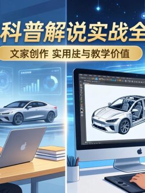 抖音汽车科普解说实战：文案+动画+画面处理+去水印全流程，打造专业汽车科普视频