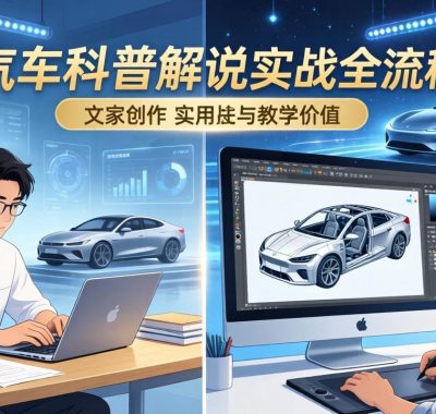 抖音汽车科普解说实战：文案+动画+画面处理+去水印全流程，打造专业汽车科普视频