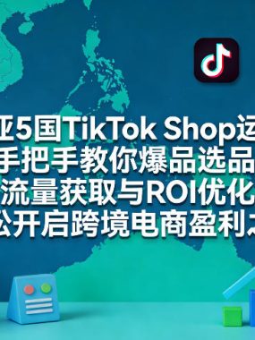 东南亚5国TikTok Shop运营课，手把手教你爆品选品、流量获取与ROI优化，轻松开启跨境电商盈利之路