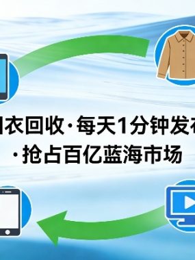 线上旧衣回收项目，我们给你提供视频，每天花一分钟发布视频，抢占百亿蓝海市场【揭秘】