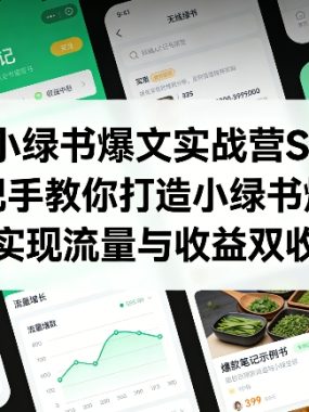 AI小绿书爆文实战营SOP，手把手教你打造小绿书爆文，实现流量与收益双收