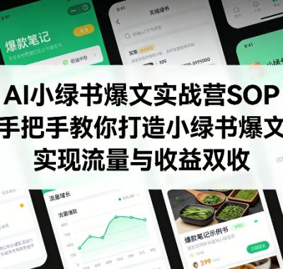 AI小绿书爆文实战营SOP，手把手教你打造小绿书爆文，实现流量与收益双收