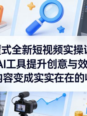 颠覆式全新短视频实操课程，用AI工具提升创意与效率，把内容变成实实在在的收益