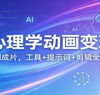 AI心理学动画变现课：从文案到成片，工具+提示词+剪辑全流程实操