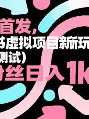 全网首发，小红书虚拟项目新玩法（指数测试），0粉丝日入1k+，整个玩法完整拆解！