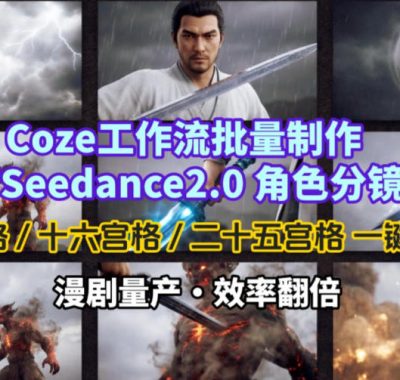 Coze工作流批量制作即梦Seedance2.0角色分镜图，九宫格-十六宫格-二十五宫格一键生成，漫剧量产，效率翻倍