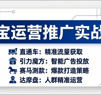 淘宝运营推广实战课，直通车+引力魔方+赛马测款+达摩盘人群推广等(更新26年3月