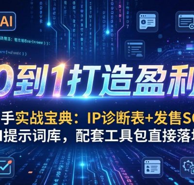 操盘手实战宝典：IP诊断表+发售SOP+AI提示词库，配套工具包直接落地，从0到1打造盈利IP