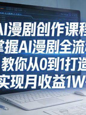 某社群AI漫剧创作课程，高效掌握AI漫剧全流程创作技巧，教你从0到1打造爆款，实现月收益1W+