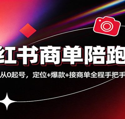小红书商单陪跑营：新手从0起号，定位+爆款+接商单全程手把手陪跑