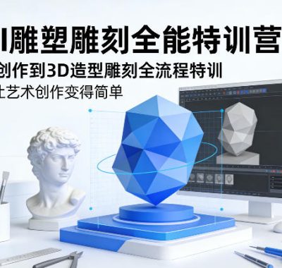 AI雕塑雕刻全能特训营，AI创作到3D造型雕刻全流程特训，AI让艺术创作变得简单