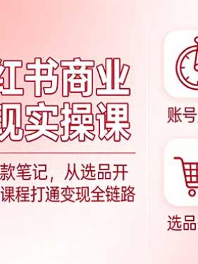 小红书商业变现实操课：从账号定位到爆款笔记，从选品开店到IP打造，一套课程打通变现全链路