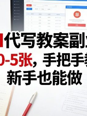 AI代写教案副业，一单80-5张，手把手教接单，新手也能做
