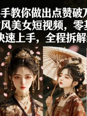 手把手教你做出点赞破万的AI古风美女短视频，零基础也能快速上手，全程拆解细节
