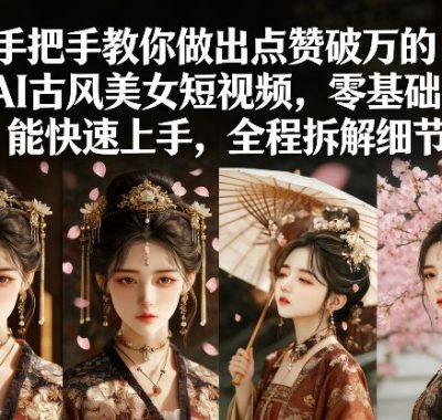 手把手教你做出点赞破万的AI古风美女短视频，零基础也能快速上手，全程拆解细节