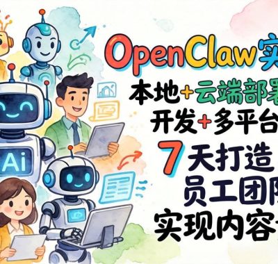 OpenClaw实战营：本地+云端部署+Skill开发+多平台自动化，7 天打造 AI 员工团队，实现内容量产