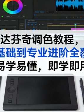 达芬奇调色教程，从零基础到专业进阶全覆盖，易学易懂，即学即用