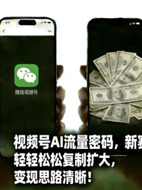 视频号AI流量密码新赛道，轻轻松松复制扩大，变现思路清晰