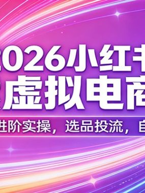 2026小红书搜索虚拟电商4.0：基础入门、进阶实操，选品投流，自动运营教学