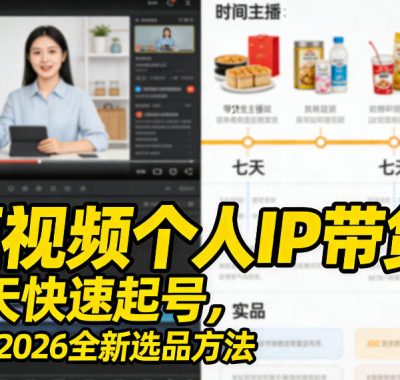 短视频个人IP带货，七天快速起号，精选2026全新选品方法
