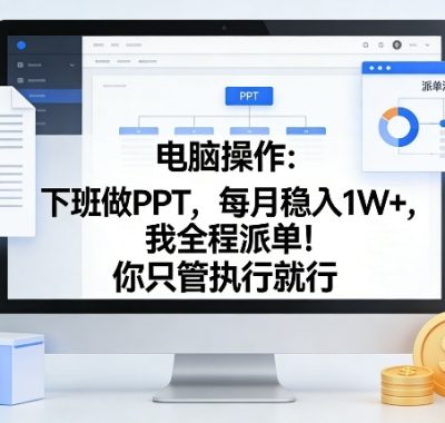 电脑操作：下班做PPT，每月稳入1W+，我全程派单！你只管执行就行【揭秘】
