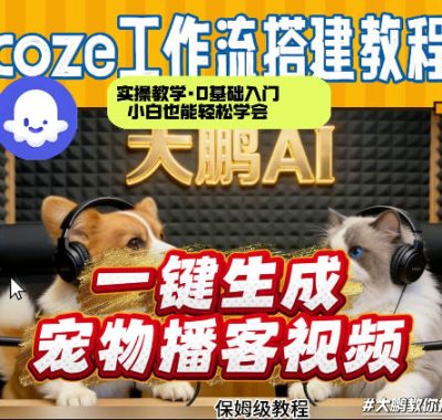 Coze工作流AI一键生成宠物播客视频，全程保姆级教程，零基础小白保姆级教学
