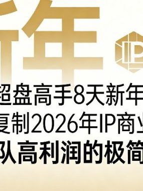 极简超盘高手8天新年大课(26年3月4-13日)，抢先复制2026年IP商业，小团队高利润的极简打法