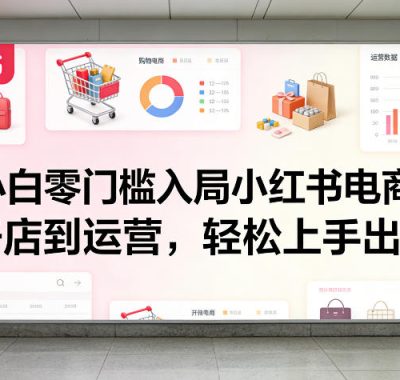 小白零门槛入局小红书电商，开店到运营，轻松上手出单