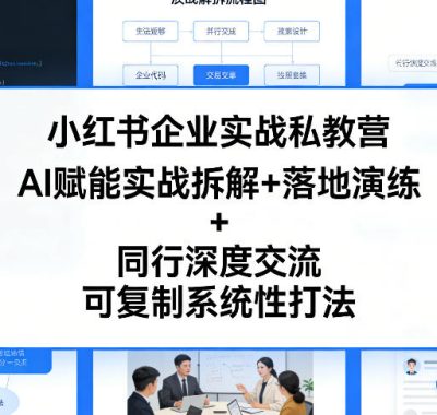 小红书企业实战私教营，AI赋能实战拆解+落地演练+同行深度交流，可复制系统性打法