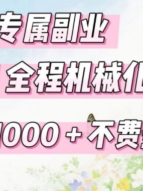 懒人专属副业，全程机械化操作，日入1k+操作简单，不费劲【揭秘】