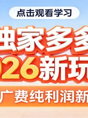 七叔独家多多虚拟，2026新玩法，无推广费，纯利润