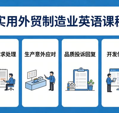 实用外贸制造业英语课程，教你专业处理送样请求、应对生产意外、回复品质投诉、撰写开发信等