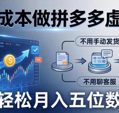 零成本做拼多多虚拟，不用手动发货，不用聊客服，轻松月入五位数！