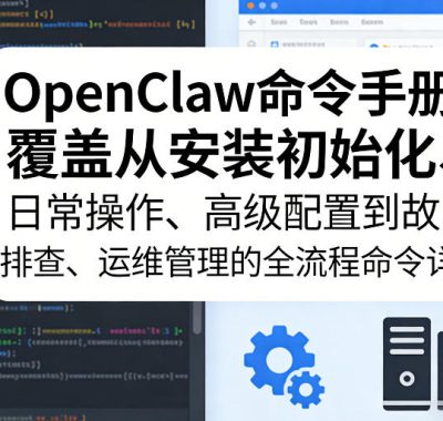 OpenClaw命令手册，覆盖从安装初始化、日常操作、高级配置到故障排查、运维管理的全流程命令详解
