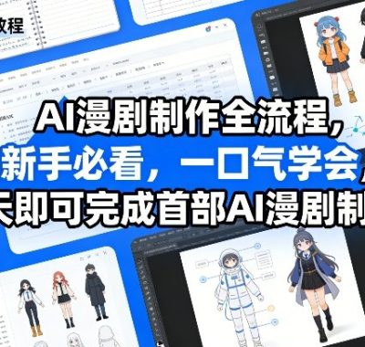 AI漫剧制作全流程，新手必看，一口气学会，3天即可完成首部AI漫剧制作