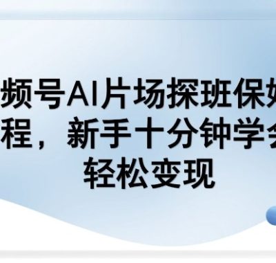 视频号AI片场探班保姆级教程，新手十分钟学会，轻松变现