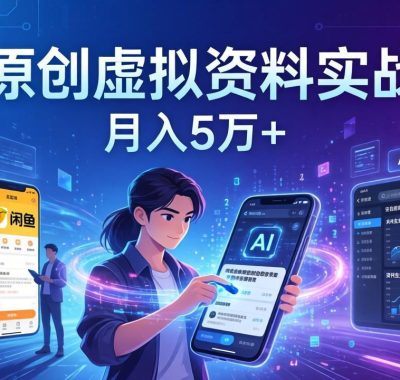 AI原创虚拟资料实战课：2026新机会，小红书闲鱼开店，普通人用AI轻松变现，月入5万+