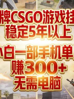 老牌CSGO游戏挂G，稳定5年以上，小白一部手机单日賺3张+，无需电脑【揭秘】
