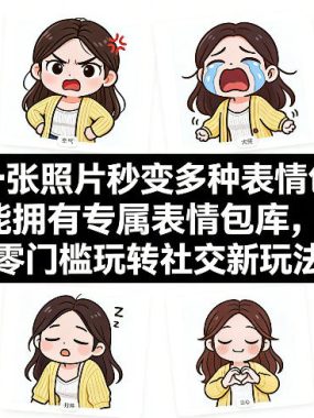 一张照片秒变多种表情包，三步就能拥有专属表情包库，零门槛玩转社交新玩法【文档】