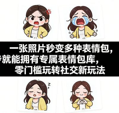 一张照片秒变多种表情包，三步就能拥有专属表情包库，零门槛玩转社交新玩法【文档】