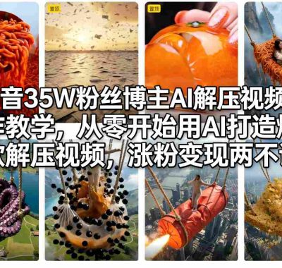 抖音35W粉丝博主AI解压视频制作教学，从零开始用AI打造爆款解压视频，涨粉变现两不误