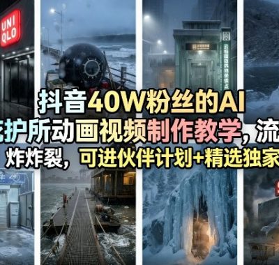 抖音40W粉丝的AI庇护所动画视频制作教学，流量炸裂，可进伙伴计划+精选独家