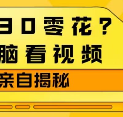 1天30零花？无脑看视频，大佬亲自揭秘